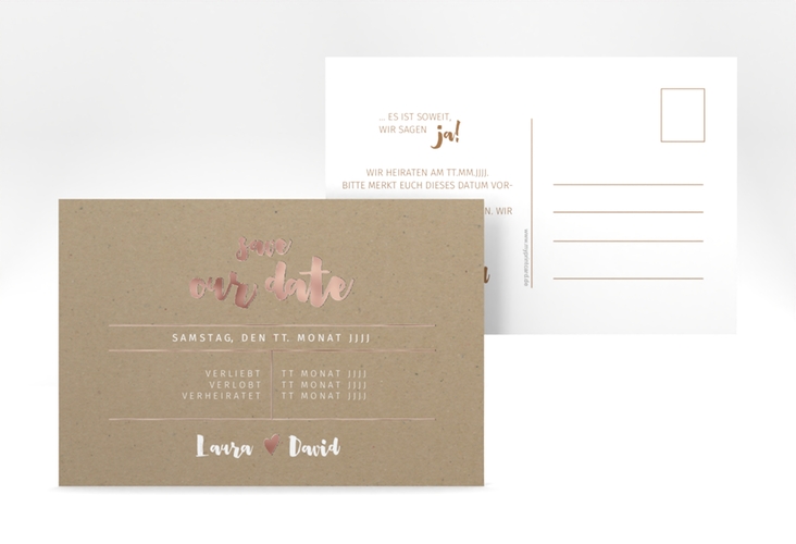 Save the Date-Postkarte Letterbox A6 Postkarte rosegold