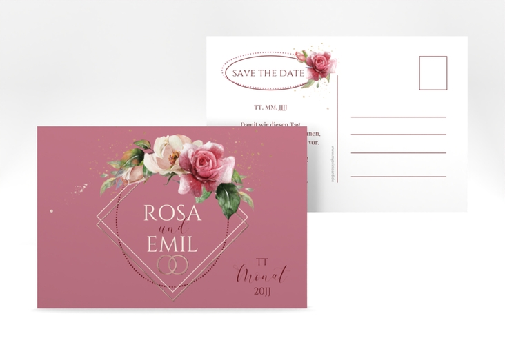 Save the Date-Postkarte Rosenbogen A6 Postkarte rosegold