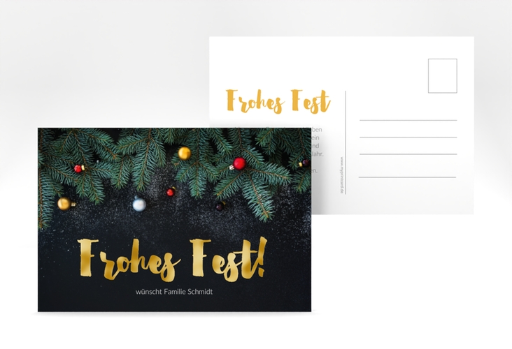 Weihnachtskarte Weihnachtszauber A6 Postkarte gold