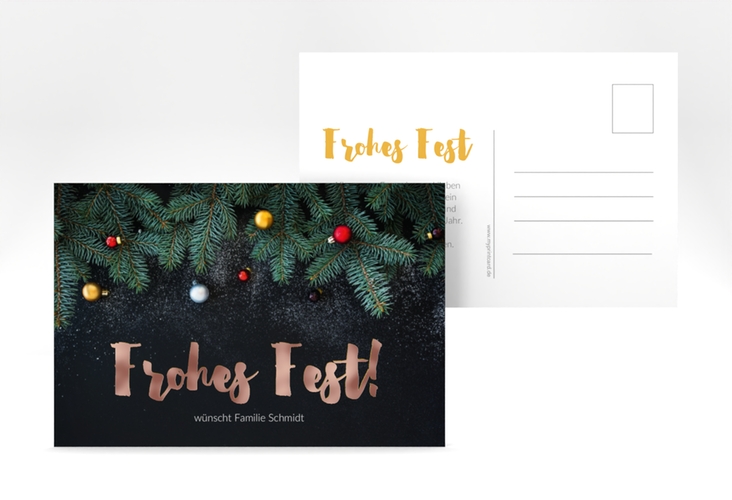 Weihnachtskarte Weihnachtszauber A6 Postkarte rosegold