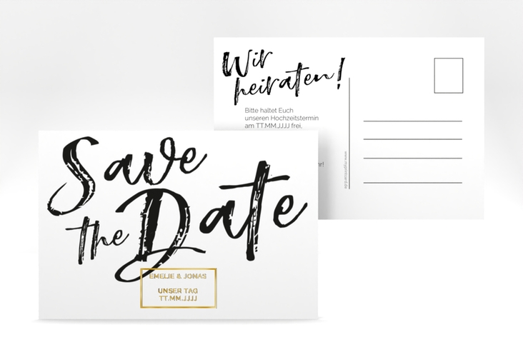 Save the Date-Postkarte Words A6 Postkarte gold