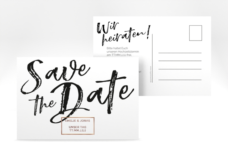 Save the Date-Postkarte Words A6 Postkarte rosegold