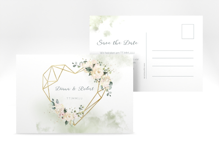 Save the Date-Postkarte Adore A6 Postkarte gold