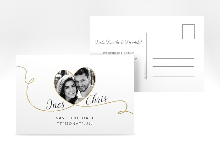 Save the Date-Postkarte Dolce A6 Postkarte gold