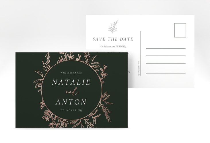 Save the Date-Postkarte Herbs A6 Postkarte rosegold