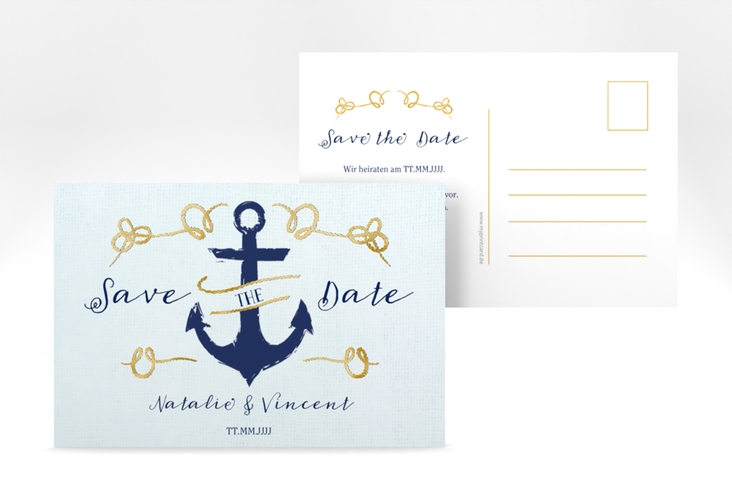 Save the Date-Postkarte Anker A6 Postkarte gold