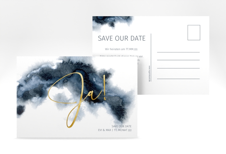 Save the Date-Postkarte Aquarellic A6 Postkarte gold