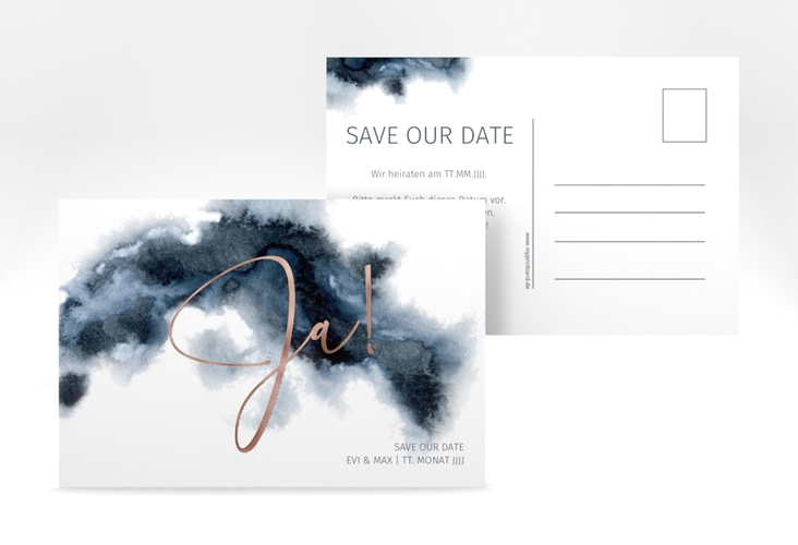 Save the Date-Postkarte Aquarellic A6 Postkarte rosegold