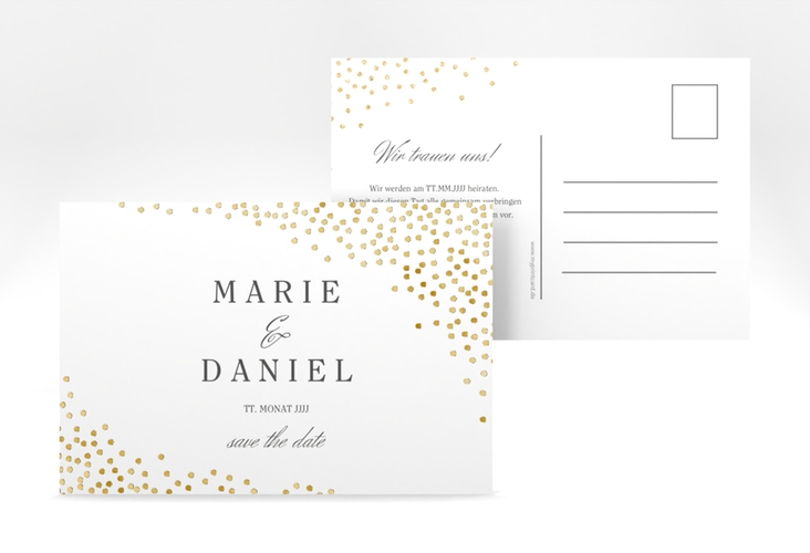 Save the Date-Postkarte Glitter A6 Postkarte gold