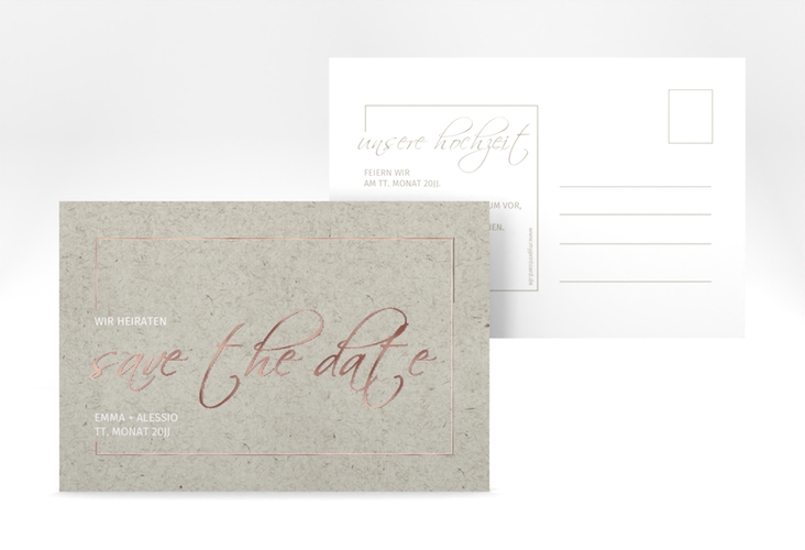 Save the Date-Postkarte Simple Line A6 Postkarte rosegold