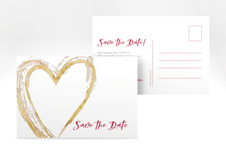 Save the Date-Postkarte Liebe A6 Postkarte gold