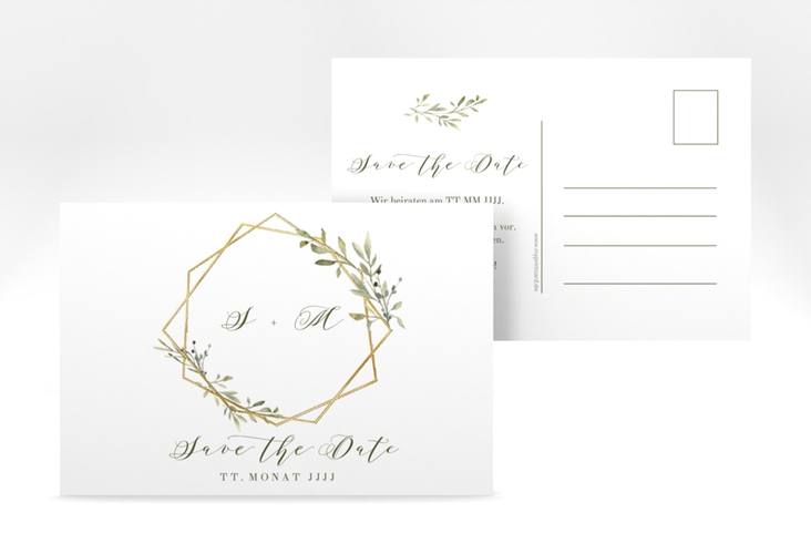 Save the Date-Postkarte Acacia A6 Postkarte gold