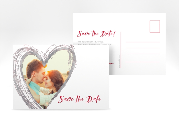 Save the Date-Postkarte Liebe A6 Postkarte silber