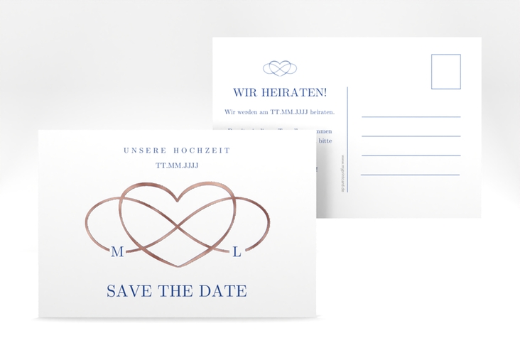 Save the Date-Postkarte Infinity A6 Postkarte rosegold