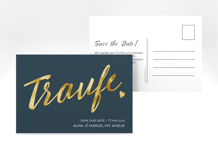 Save the Date-Postkarte Traufe A6 Postkarte gold