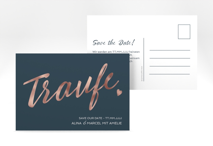 Save the Date-Postkarte Traufe A6 Postkarte rosegold