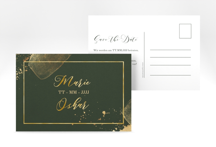 Save the Date-Postkarte Emerald A6 Postkarte gold