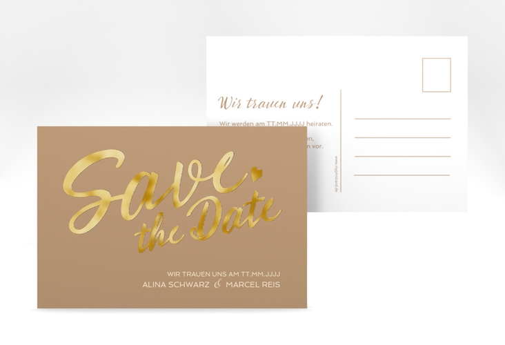 Save the Date-Postkarte Glam A6 Postkarte gold