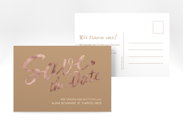 Save the Date-Postkarte Glam A6 Postkarte rosegold