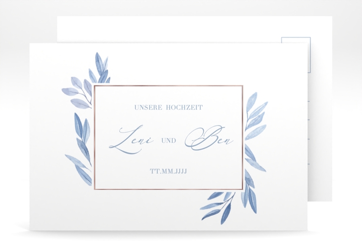 Save the Date-Postkarte Classicblue A6 Postkarte rosegold