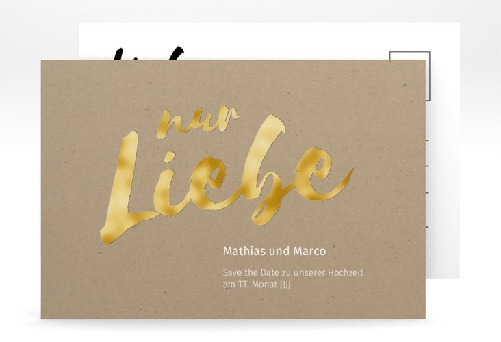 Save the Date-Postkarte Message A6 Postkarte gold