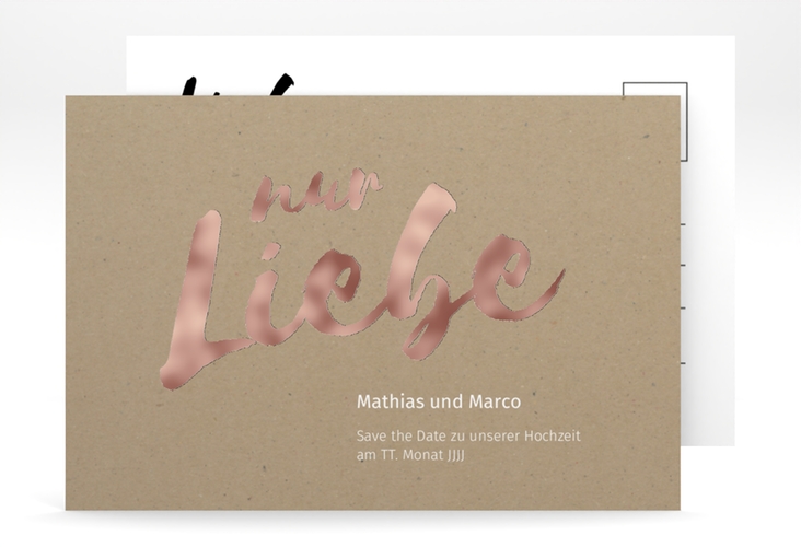 Save the Date-Postkarte Message A6 Postkarte rosegold