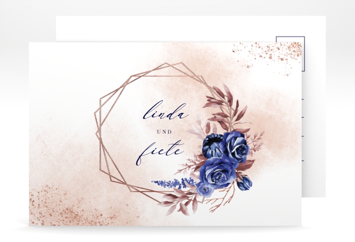 Save the Date-Postkarte Saphir A6 Postkarte rosegold