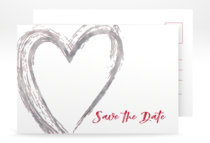 Save the Date-Postkarte Liebe A6 Postkarte silber