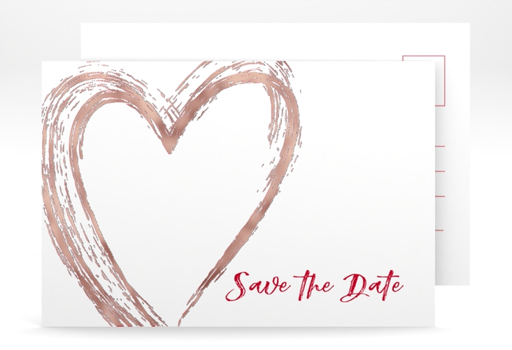 Save the Date-Postkarte Liebe A6 Postkarte rosegold