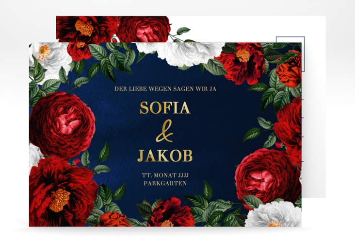 Save the Date-Postkarte Florista A6 Postkarte gold