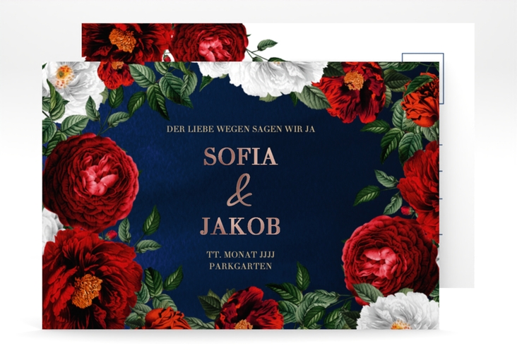 Save the Date-Postkarte Florista A6 Postkarte rosegold