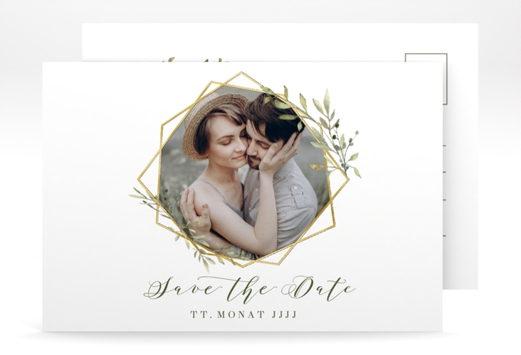 Save the Date-Postkarte Acacia A6 Postkarte gold