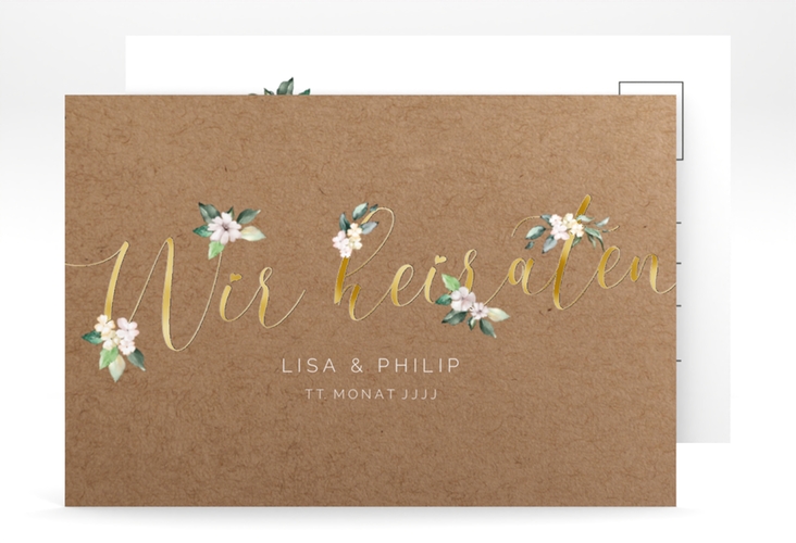 Save the Date-Postkarte Inlove A6 Postkarte gold