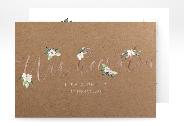 Save the Date-Postkarte Inlove A6 Postkarte rosegold