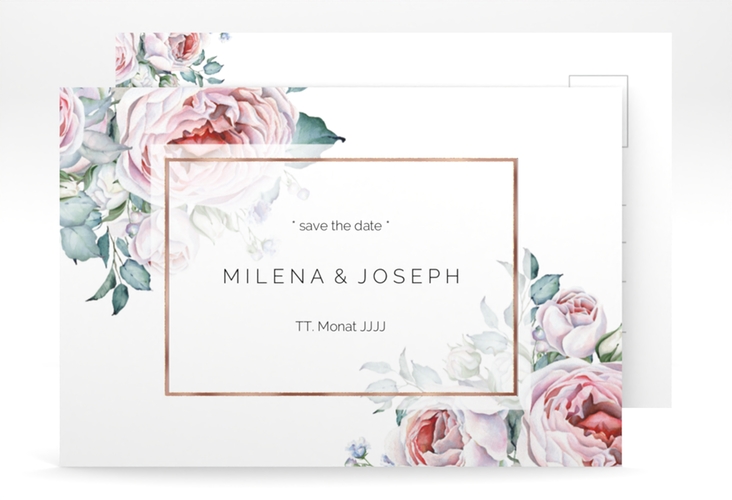 Save the Date-Postkarte Embrace A6 Postkarte rosegold