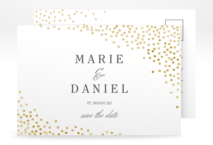 Save the Date-Postkarte Glitter A6 Postkarte gold