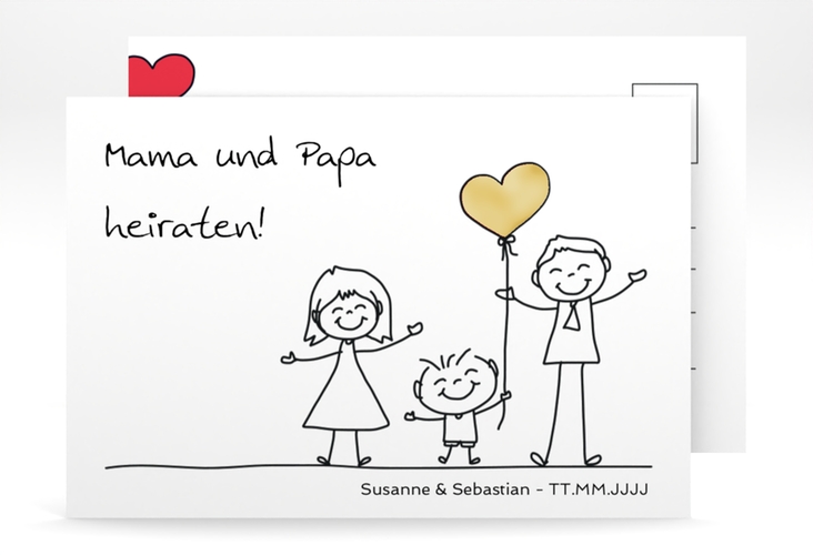 Save the Date-Postkarte Family A6 Postkarte gold