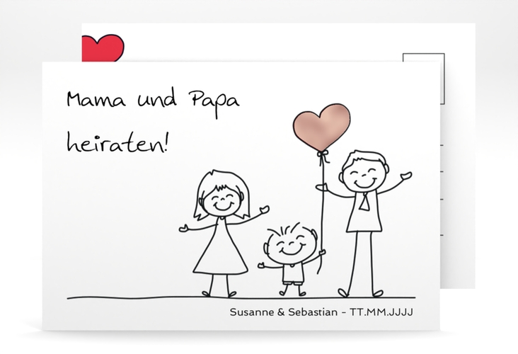 Save the Date-Postkarte Family A6 Postkarte rosegold