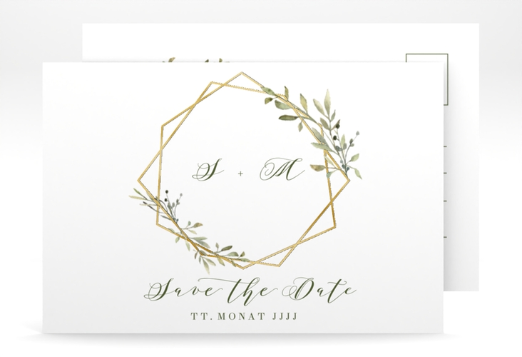 Save the Date-Postkarte Acacia A6 Postkarte gold