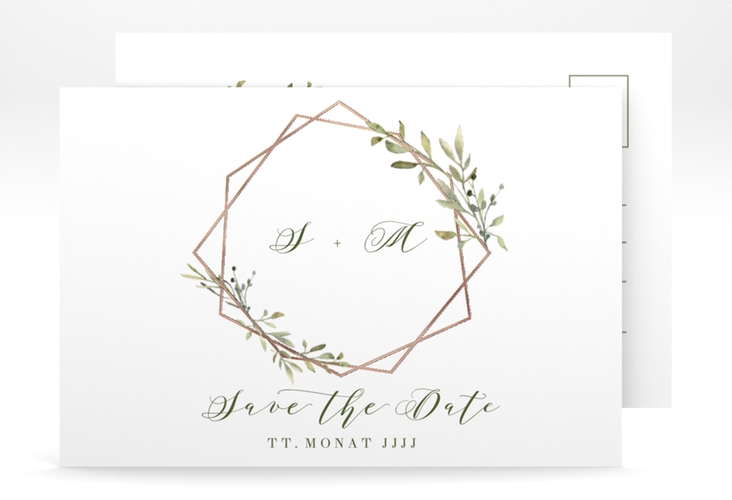 Save the Date-Postkarte Acacia A6 Postkarte rosegold