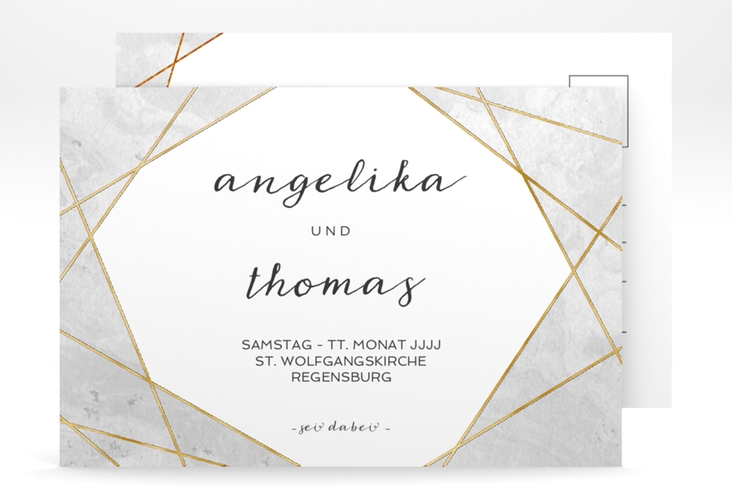 Save the Date-Postkarte Asymmetry A6 Postkarte gold