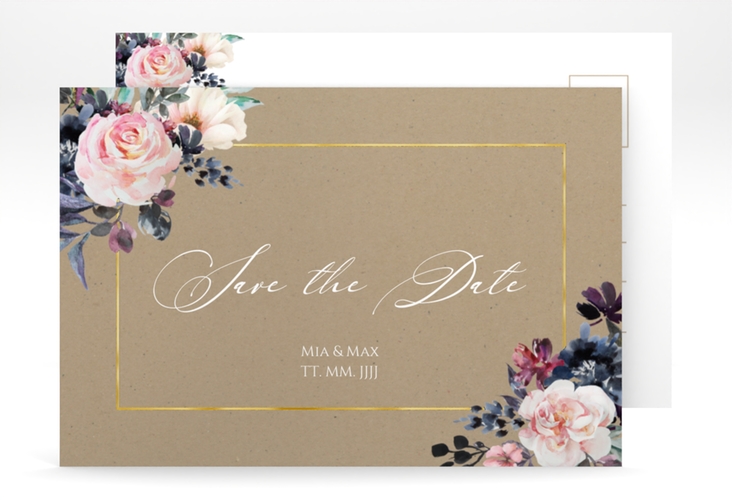 Save the Date-Postkarte Abendlicht A6 Postkarte gold