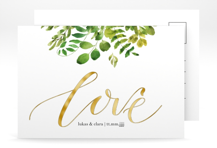 Save the Date-Postkarte Botany A6 Postkarte gold