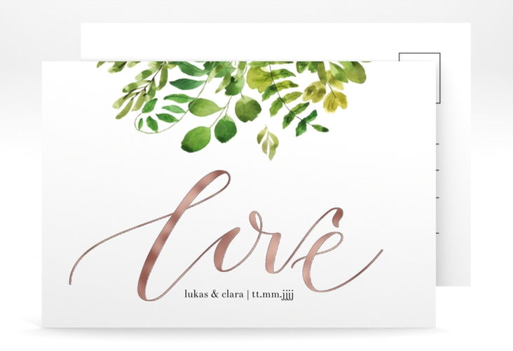 Save the Date-Postkarte Botany A6 Postkarte rosegold