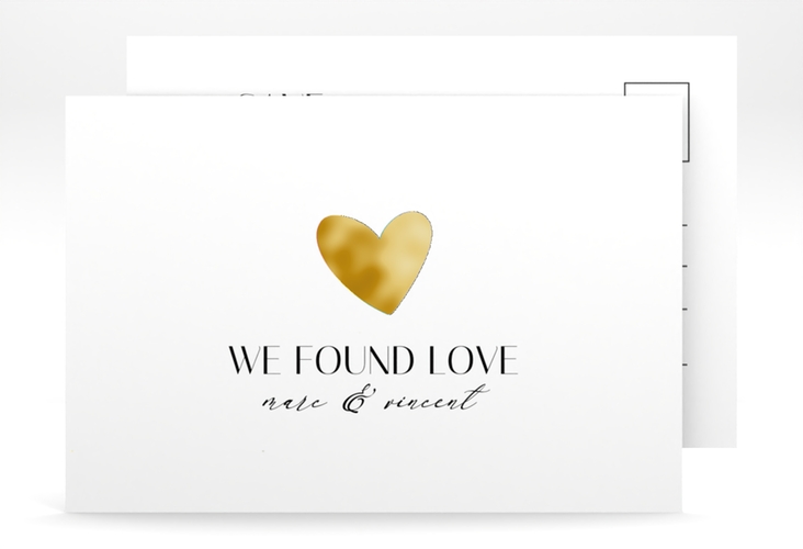 Save the Date-Postkarte Liebesbote A6 Postkarte gold