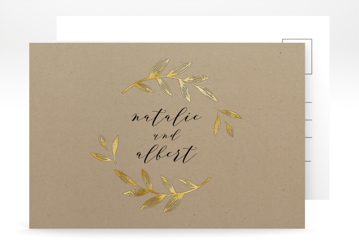 Save the Date-Postkarte Naturelove A6 Postkarte gold