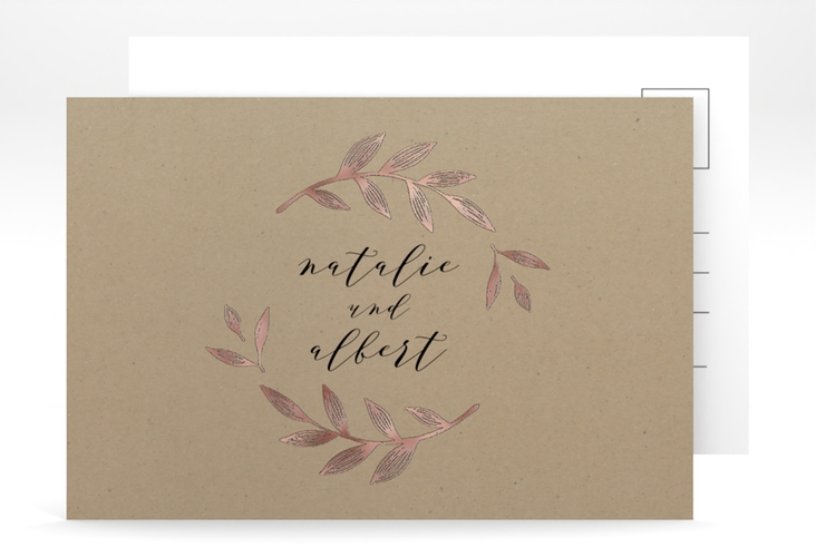 Save the Date-Postkarte Naturelove A6 Postkarte rosegold