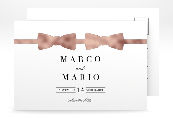 Save the Date-Postkarte Suits A6 Postkarte rosegold