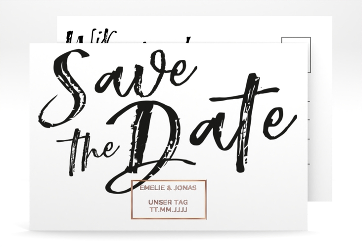 Save the Date-Postkarte Words A6 Postkarte rosegold