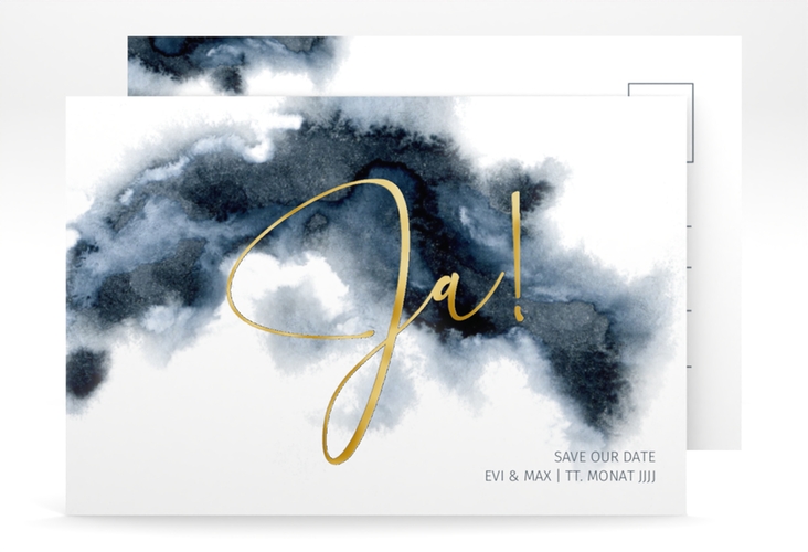 Save the Date-Postkarte Aquarellic A6 Postkarte gold